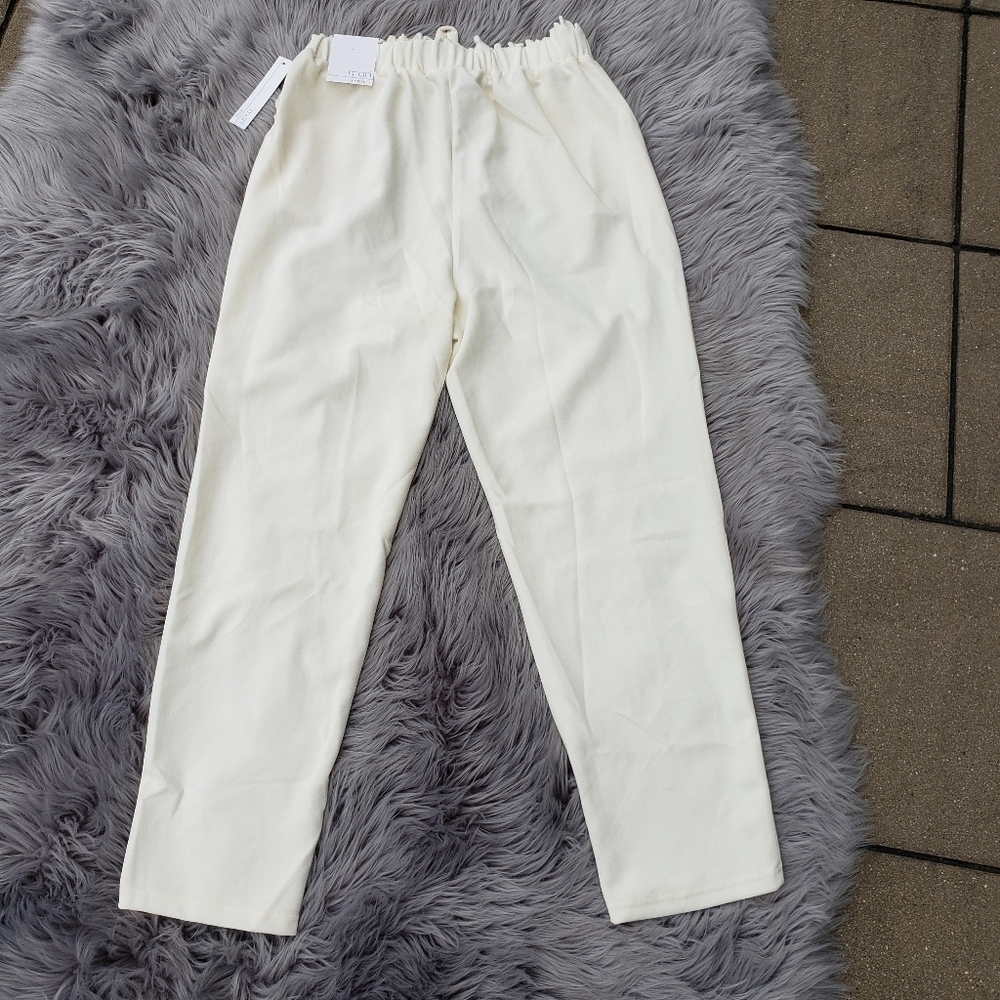 NWT Mari Petite Ruffle Elastic Tie-Waist Pants - Picture 3 of 6